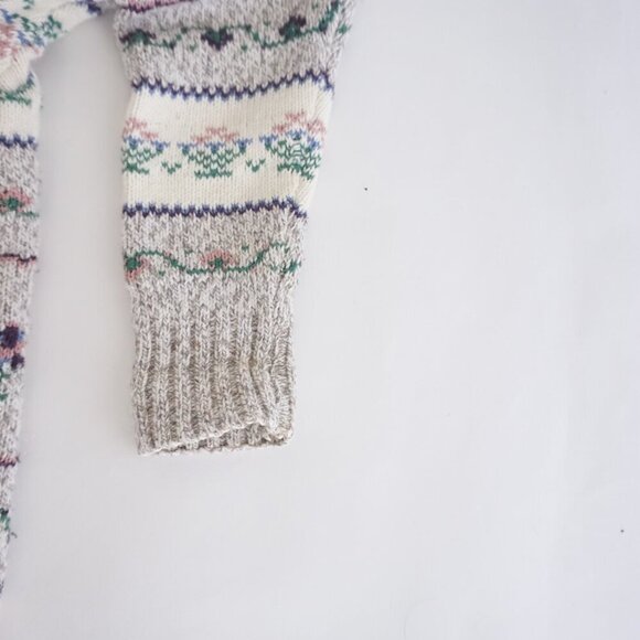 Vintage Northern Reflections Grey Purple Floral Knit Crewneck Sweater L - Picture 5 of 11